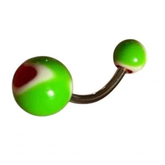 Neon Green Belly Button Ring w/ Pink Heart 💚💗✨ - Picture 5 of 5